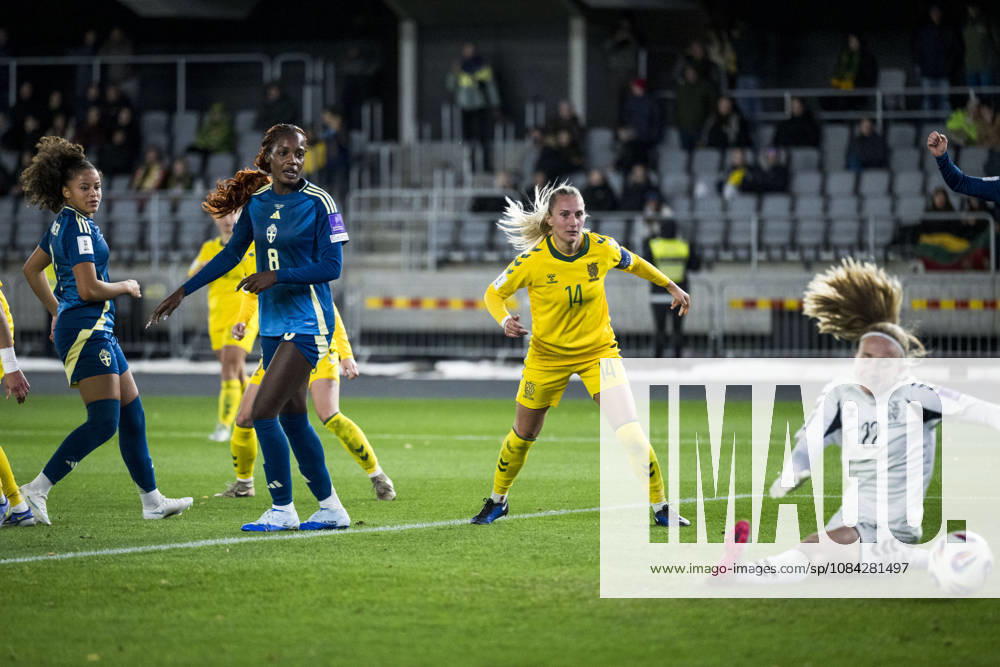 Felicia Schröder and Evelyn Ijeh of Sweden during the FIFA Women’s World Cup qualifying playoff soccer match between Lithuania and Sweden on October 9, 2026 in Kaunas. Photo by Mathias Bergeld, BILDBYRAN, code MB MB1418. soccer, football, World Cup qualifier, FIFA Women’s World Cup qualifier, playoff, Lithuania, Sweden, women’s soccer, BBENG, play-off