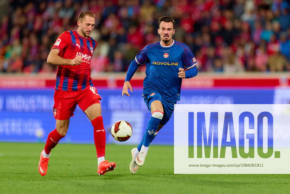 Tackle, duel between Jonas Foehrenbach (19) of 1 FC Heidenheim and Mergim Berisha (20) of FC Kaiserslautern (GER), 1 FC Heidenheim 1846 vs. 1 FC Kaiserslautern, soccer, 2. Bundesliga, Matchday 7, 2026–2027 season, October 9, 2026 DFL regulations prohibit any use of photographs as image sequences and or quasi-video GER, 1 FC Heidenheim 1846 vs. 1 FC Kaiserslautern, soccer, 2. Bundesliga, Matchday 7, 2026–2027 season, October 9, 2026, Heidenheim an der Brenz