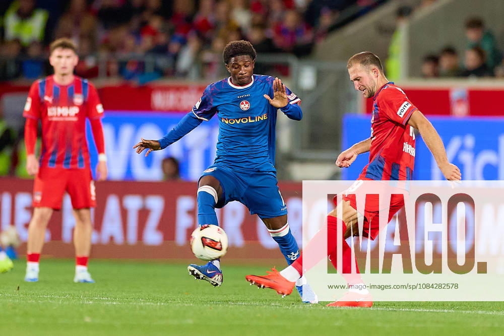 Ibrahim Kanate, FC Kaiserslautern, 11, Jonas Foehrenbach, 1 FC Heidenheim, 19 (GER), 1 FC Heidenheim 1846 vs. 1 FC Kaiserslautern, Soccer, 2. Bundesliga, Matchday 7, 2026–2027 Season, October 9, 2026 DFL regulations prohibit any use of photographs as image sequences and or quasi-video GER, 1 FC Heidenheim 1846 vs. 1 FC Kaiserslautern, soccer, 2. Bundesliga, Matchday 7, 2026–2027 season, October 9, 2026, Heidenheim an der Brenz