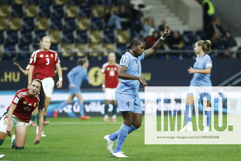 , Pancho Arena, season 2026 2027 , UEFA worldcup qualification football play-offs round 1 , match between Hungary and The Netherlands (women) 1st leg , Pictures shows Netherlands player Lineth Beerensteyn scores the 0-2 Hungary - Netherlands (women) x208076711x