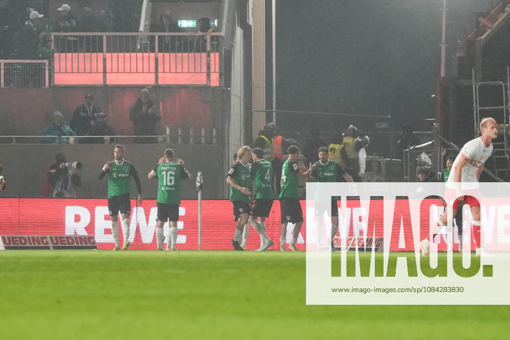 Germany 3rd Division 2026–2027, Matchday 8: SC Preußen Münster vs. Rot-Weiß Essen, Friday, October 9, 2026, LVM Preußenstadion, Münster, North Rhine-Westphalia, Germany; 1–0 goal by Montell Ndikom (SC Preußen Münster), 28; celebration, joy, emotions, team