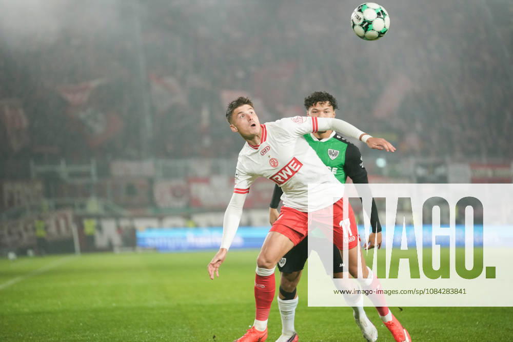 Germany 3rd Division 2026–2027, Matchday 8: SC Preussen Münster vs. Rot Weiss Essen, Friday, October 9, 2026, LVM Preußenstadion, Münster, North Rhine-Westphalia, Germany: Semir Telalovic (RW Essen, No. 17) in a tackle against Montell Ndikom (SC Preußen Münster, No. 28)