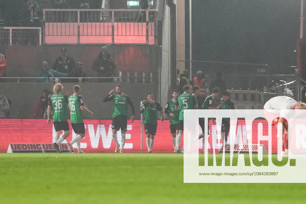 Germany 3rd Division 2026–2027, Matchday 8: SC Preußen Münster vs. Rot-Weiß Essen, Friday, October 9, 2026, LVM Preußenstadion, Münster, North Rhine-Westphalia, Germany; 1–0 goal by Montell Ndikom (SC Preußen Münster), 28; celebration, joy, emotions, team