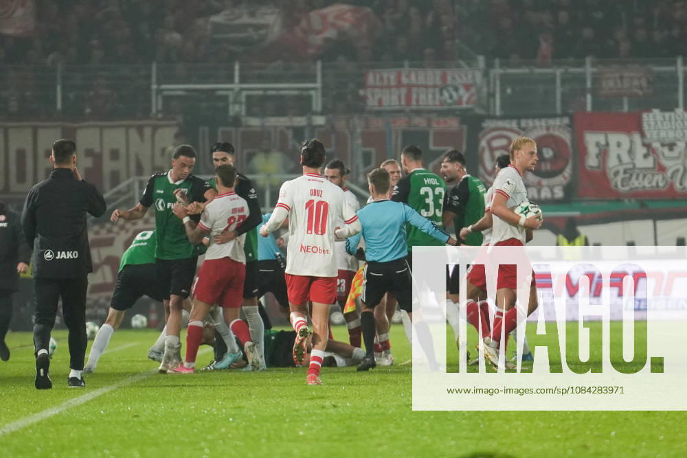 Germany 3rd Division 2026–2027, Matchday 8: SC Preussen Münster vs. Rot Weiss Essen, Friday, October 9, 2026, LVM Preußenstadion, Münster, North Rhine-Westphalia, Germany; Confrontation, Dispute