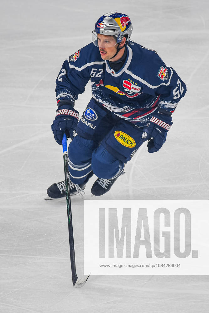 Munich, Germany; PENNY DEL, German Ice Hockey League, 2026–27 season, Matchday 7: EHC Red Bull Munich vs. ERC Ingolstadt at SAP Garden in Munich; Patrick Hager of EHC Red Bull Munich skating, in motion on the ice
