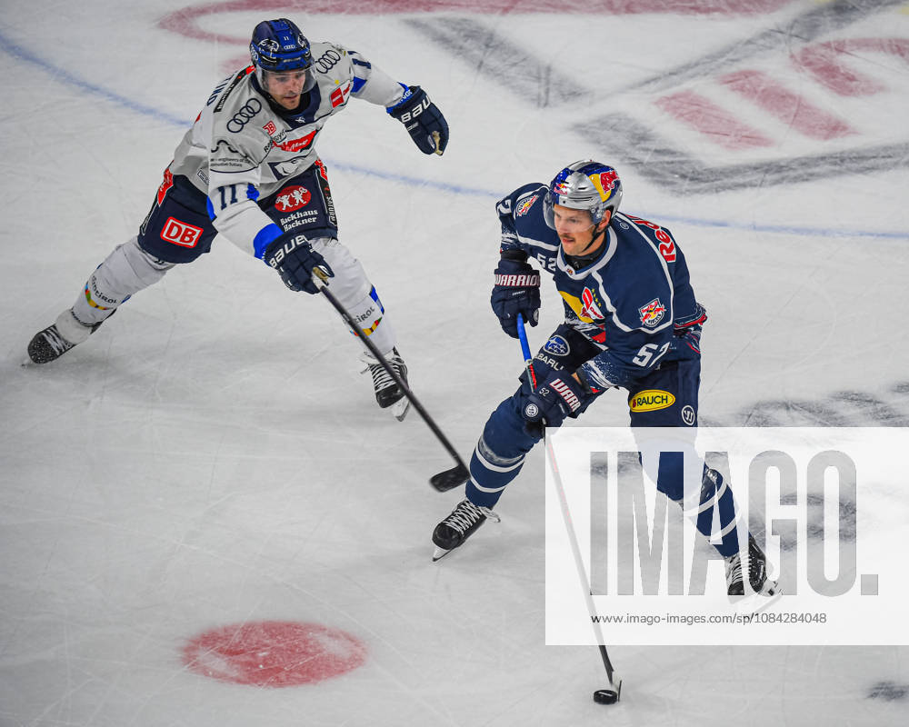 Munich, Germany PENNY DEL, German Ice Hockey League, 2026–27 season, Matchday 7: EHC Red Bull Munich vs. ERC Ingolstadt at SAP Garden in Munich; Patrick Hager of EHC Red Bull Munich on the puck, with the puck, in possession of the puck