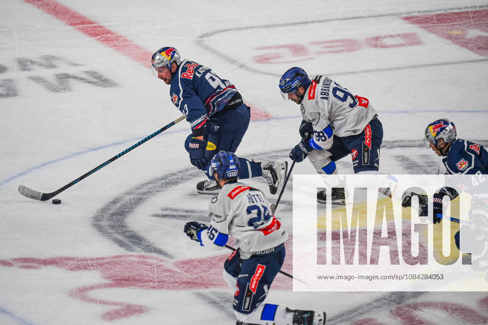 Munich, Germany PENNY DEL, German Ice Hockey League, 2026–27 season, Matchday 7: EHC Red Bull Munich vs. ERC Ingolstadt at SAP Garden in Munich; Maximilian Kastner of EHC Red Bull Munich on the puck, with the puck, in possession of the puck