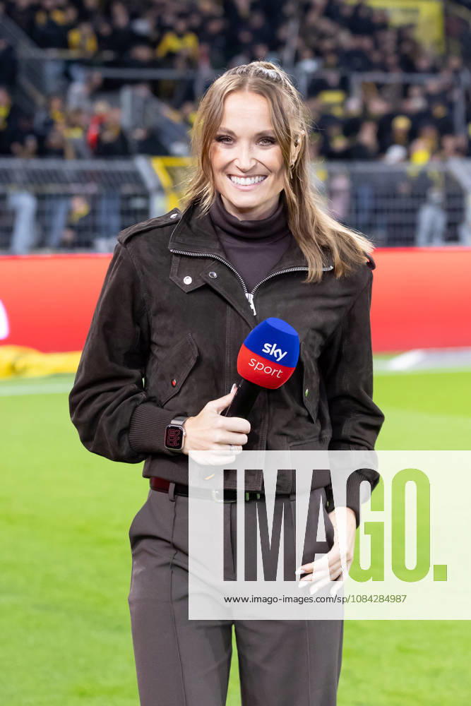 Dortmund, Germany, October 9, 2026, Bundesliga 1, 2026–2027 Season, Matchday 5: Borussia Dortmund vs. SV Werder Bremen. Pictured: Nele Ocik, SKY host. DFL and DFB regulations prohibit any use of photographs as image sequences and or quasi-video. Signal Iduna Park, North Rhine-Westphalia