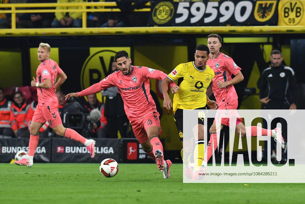 Ludovic Reis of Werder Bremen and Ethan Nwaneri of Borussia Dortmund battle for the ball during the Bundesliga match between Borussia Dortmund and SV Werder Bremen at Signal Iduna Park on October 9, 2026, in Dortmund, Germany Photo by Ralf Treese, DeFodi Images Ludovic Reis of Werder Bremen and Ethan Nwaneri of Borussia Dortmund battle for the ball during the Bundesliga match between Borussia Dortmund and SV Werder Bremen at Signal Iduna Park on October 9, 2026 in Dortmund, Germany. Photo by Ralf Treese, DeFodi Images. DFB and DFL regulations prohibit any use of photographs as image sequences and or quasi-video. Photo by Ralf Treese, DeFodi Images.