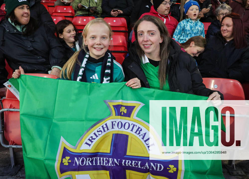 2027 FIFA Women s World Cup Round One Qualifying Play-off First Leg, Inver Park, Larne 9 10 2026 Northern Ireland vs Portugal A view of Northern Ireland fans ahead of the match A view of Northern Ireland fans ahead of the match 9 10 2026