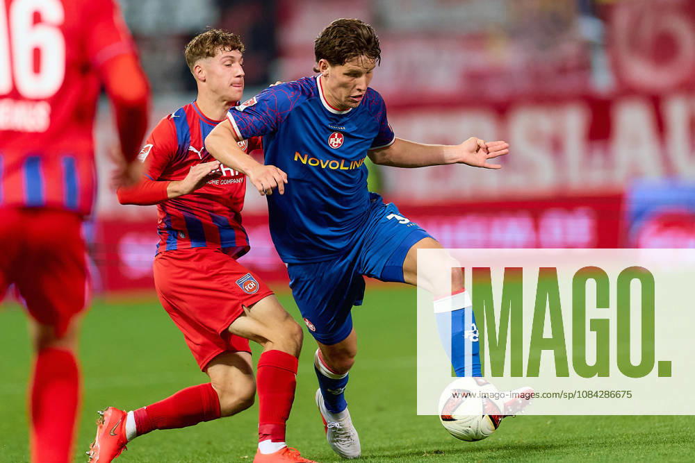 Tackle, duel between Yannik Wagner (1 FC Heidenheim, 38) and Leon Robinson (1 FC Kaiserslautern, 37, GER), 1 FC Heidenheim 1846 vs. 1 FC Kaiserslautern, Soccer, 2. Bundesliga, Matchday 7, 2026–2027 Season, October 9, 2026 DFL regulations prohibit any use of photographs as image sequences and or quasi-video GER, 1 FC Heidenheim 1846 vs. 1 FC Kaiserslautern, soccer, 2. Bundesliga, Matchday 7, 2026–2027 season, October 9, 2026, Heidenheim an der Brenz