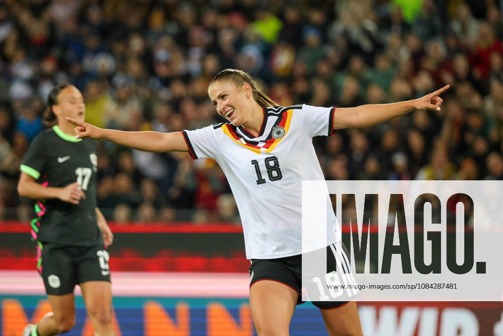 International Friendly Match: Germany Women vs. Australia Women. Pictured: Goal scorer Melissa Kössler (Koessler) of Germany scores the goal to make it 2–0 for Germany and celebrates.