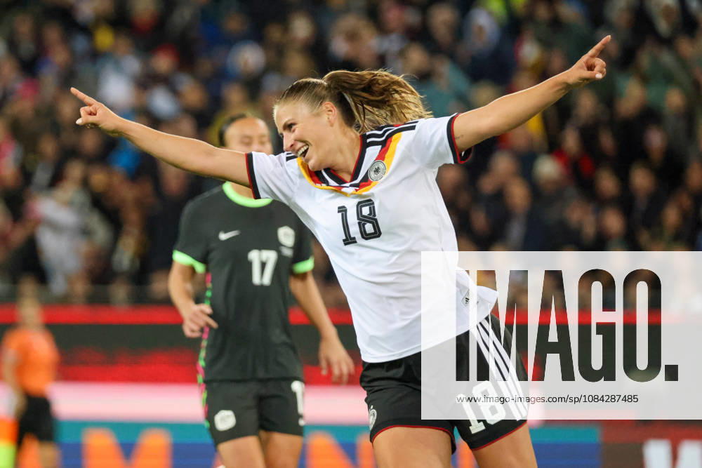International Friendly Match: Germany Women vs. Australia Women. Pictured: Goal scorer Melissa Kössler (Koessler) of Germany scores the goal to make it 2–0 for Germany and celebrates.