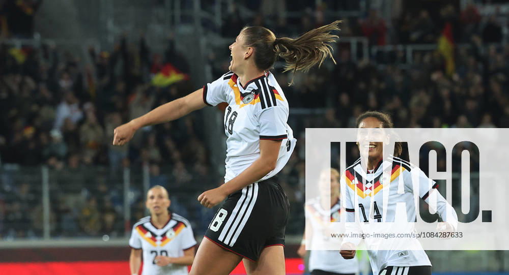 Karlsruhe, Women s International Soccer Match: Germany vs. Australia; Melissa Kössler (GER) celebrates after scoring the goal that made it 2–0