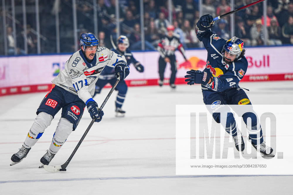Munich, Germany PENNY DEL, German Ice Hockey League, 2026–27 season, Matchday 7: EHC Red Bull Munich vs. ERC Ingolstadt at SAP Garden in Munich; Taro Hirose of EHC Red Bull Munich taking a shot, aiming for the goal, and releasing the puck