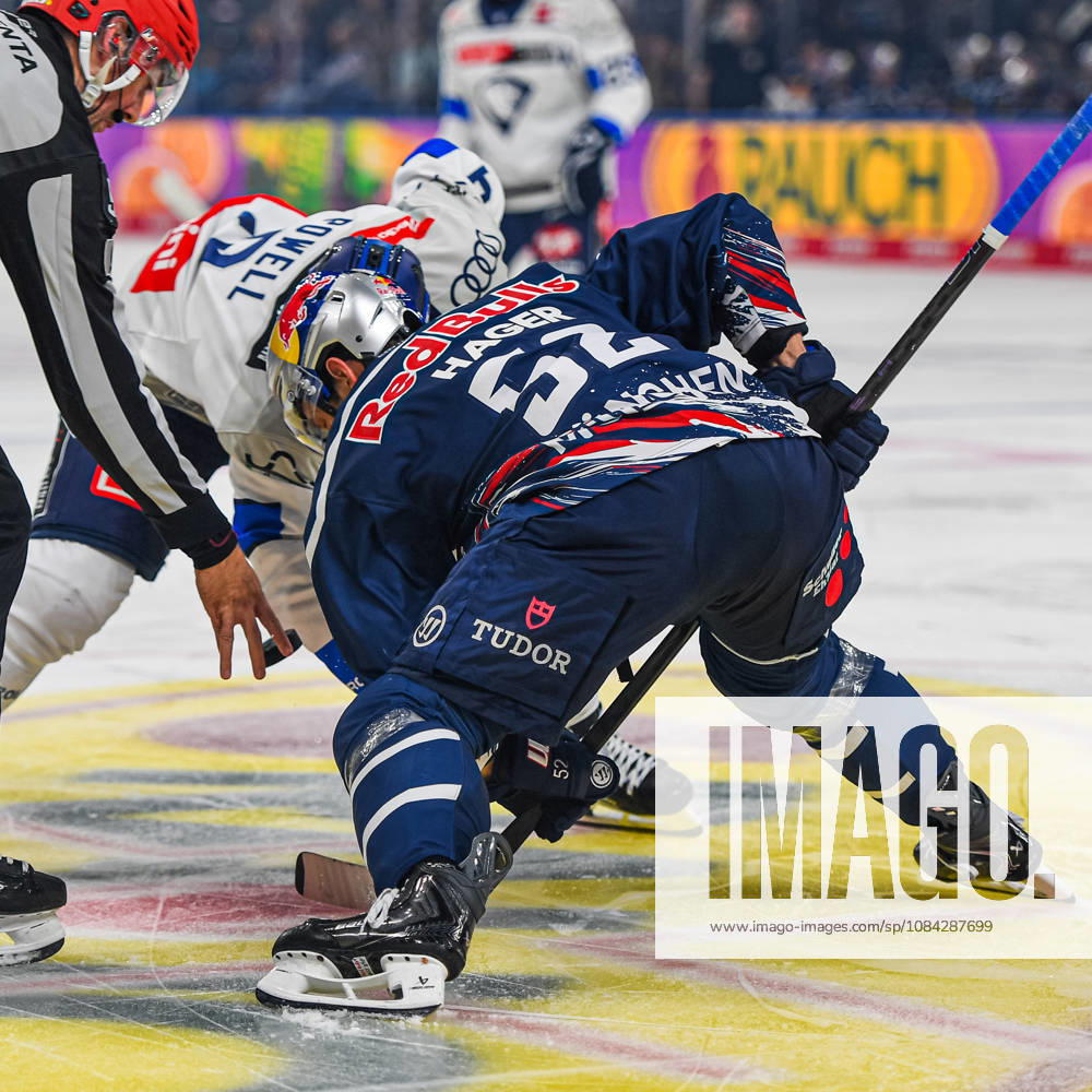 Munich, Germany; PENNY DEL, German Ice Hockey League, 2026–27 season, Matchday 7: EHC Red Bull Munich vs. ERC Ingolstadt at SAP Garden in Munich; Patrick Hager of EHC Red Bull Munich at the faceoff