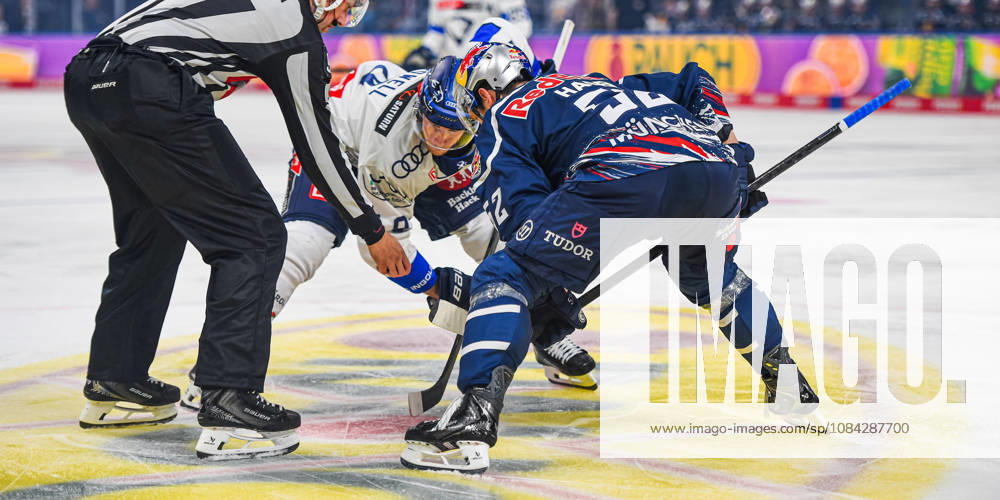 Munich, Germany; PENNY DEL, German Ice Hockey League, 2026–27 season, Matchday 7: EHC Red Bull Munich vs. ERC Ingolstadt at SAP Garden in Munich; Patrick Hager of EHC Red Bull Munich at the faceoff