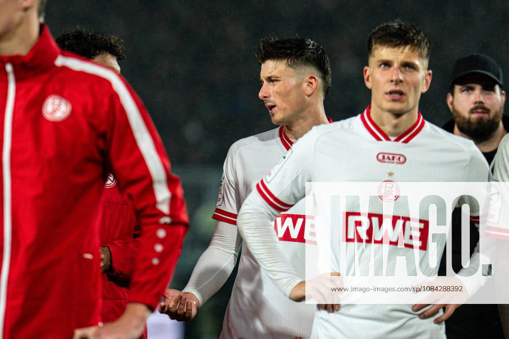 3rd Division, Matchday 8, SC Preußen Münster vs. Rot Weiss Essen at the LVM Preußenstadion Michael Kostka (Essen), Franci Bouebari (Essen), and Semir Telalovic (Essen) disappointed by the draw IMPORTANT NOTICE In accordance with DFB and DFL regulations, it is prohibited to use or allow the use of photographs taken in the stadium and or during the game in the form of sequential images and or video-like photo series