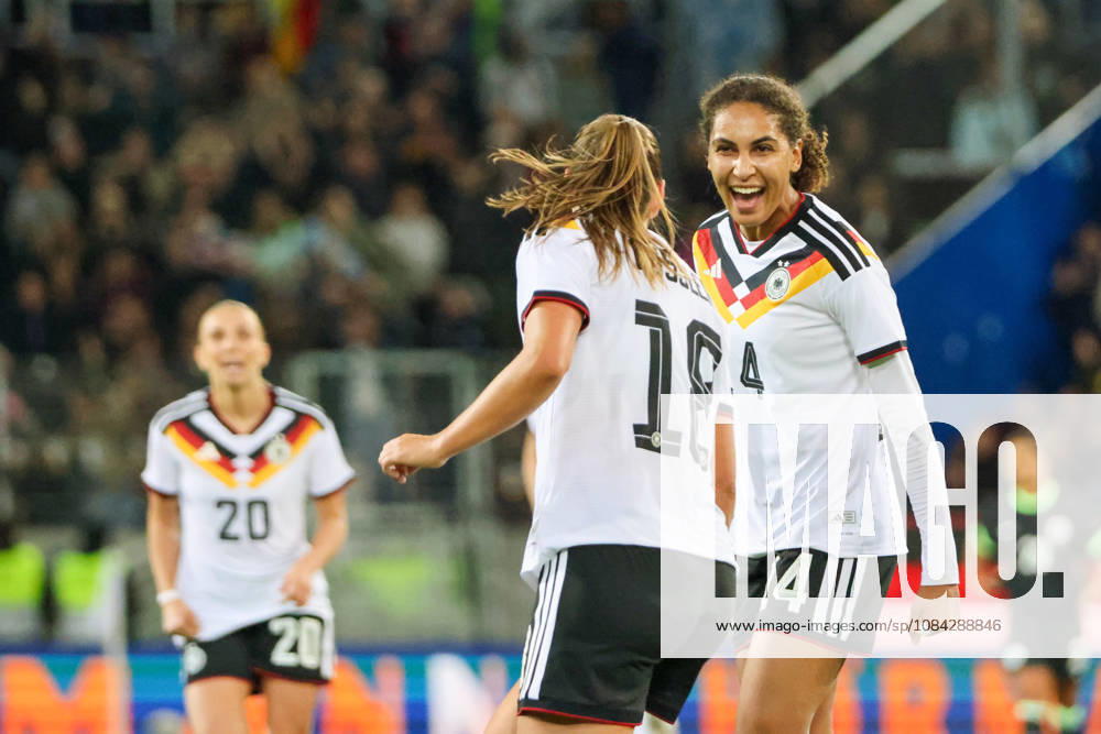 International Friendly Match: Germany Women vs. Australia Women. Pictured, from left: Goal scorer Melissa Kössler (Koessler) of Germany scores the goal to make it 2–0 for Germany and celebrates with Cora Zicai of Germany.