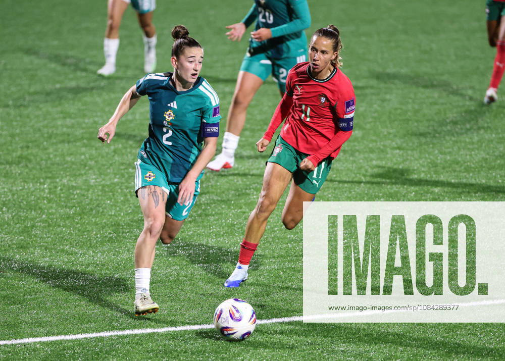 2027 FIFA Women s World Cup Round One Qualifying Play-off First Leg, Inver Park, Larne 9 10 2026 Northern Ireland vs Portugal Northern Irelands Rebecca McKenna with Portugal s Tatiana Pinto Rebecca McKenna with Tatiana Pinto 9 10 2026