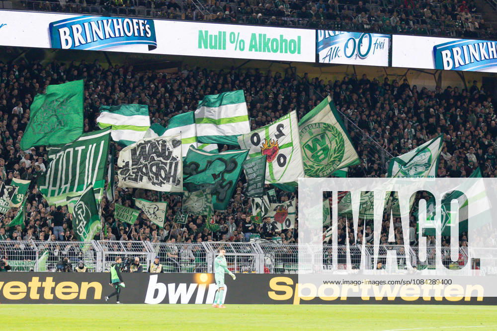 Dortmund, Germany, October 9, 2026, Bundesliga 1, 2026–2027 Season, Matchday 5: Borussia Dortmund vs. SV Werder Bremen. Pictured: The Werder Bremen away section. DFL and DFB regulations prohibit any use of photographs as image sequences and or quasi-video. Signal Iduna Park, North Rhine-Westphalia