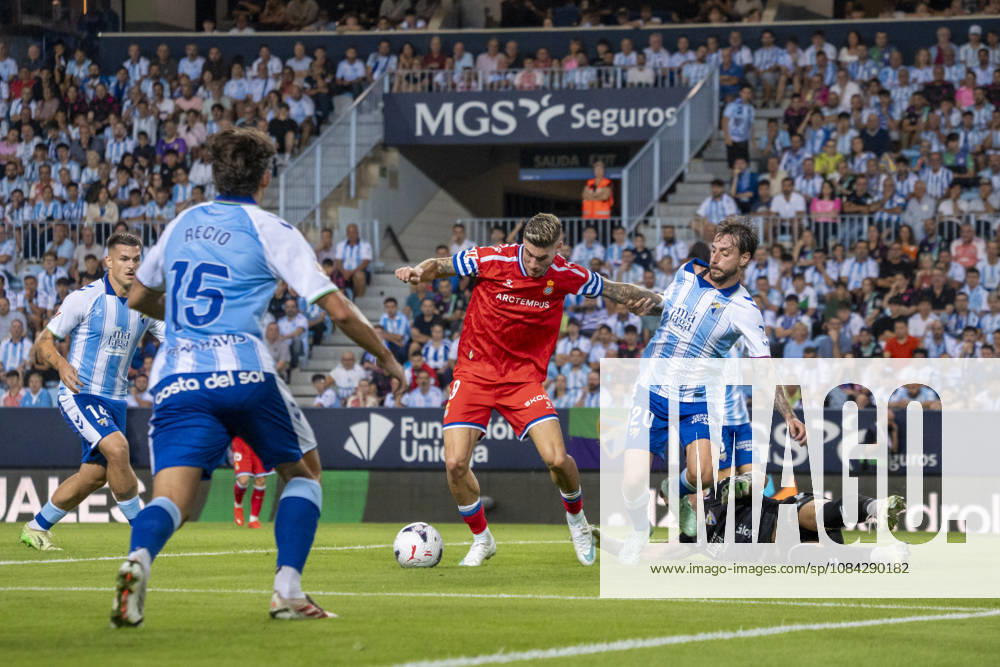 Roberto Fernandez (N9) back heel during La Liga match between Malaga and RCD Espanyol at the Estadio de la Rosaleda on the 9th of October, 2026 in Malaga, Spain