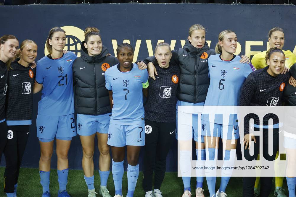 , Pancho Arena, season 2026 2027 , UEFA worldcup qualification football play-offs round 1 , match between Hungary and The Netherlands (women) 1st leg final score 0-8. Pictures shows team celebration after the match Hungary - Netherlands (women) x208080681x