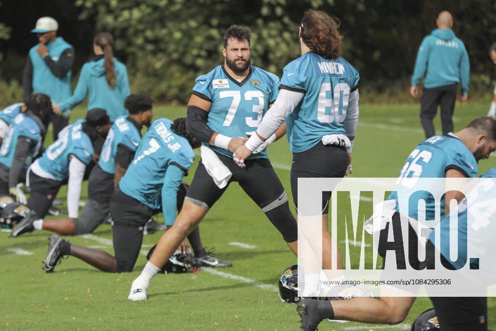 during the Jacksonville Jaguars team practise and media as part of the London NFL, American Football Herren, USA Series 2026, at the Grove, Chandler’s Cross, Hertfordshire, England, on 09 October 2026. Jody Demay - Davies SPP