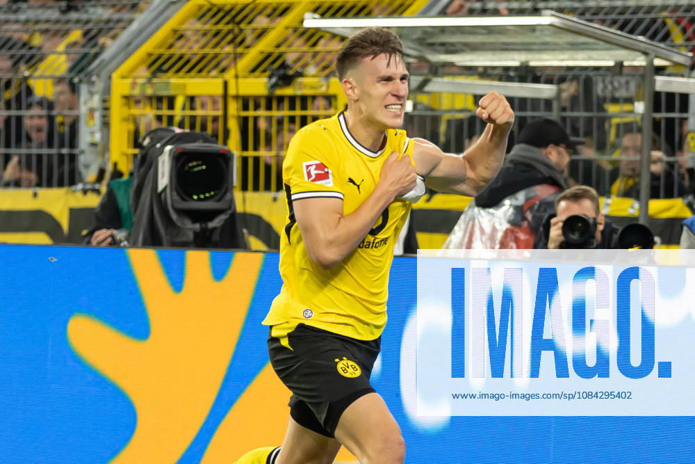 Dortmund, Germany October 9, 2026 Bundesliga 2026–2027 Matchday 5: Borussia Dortmund vs. SV Werder Bremen Pictured: Nico Schlotterbeck. BVB celebrates after his goal to make it 2–0. DFL and DFB regulations prohibit any use of photographs as image sequences and or quasi-video. Signal Iduna Park NorthRhineland-Westphalia
