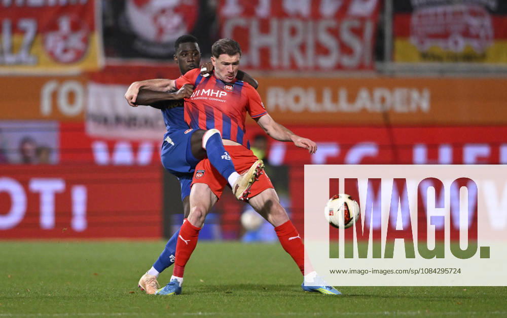 Tackle, Budu Zivzivadze Siwsiwadse, 1 FC Heidenheim 1846 (FCH) 11 vs. Maxwell Gyamfi, 1 FC Kaiserslautern (FCK) 04, 1 FC Heidenheim 1846 (FCH) vs. 1 FC Kaiserslautern 09 10 2026 DFL regulations prohibit any use of photographs as image sequences and or quasi-video. 1 FC Heidenheim 1846 FCH vs. 1 FC Kaiserslautern