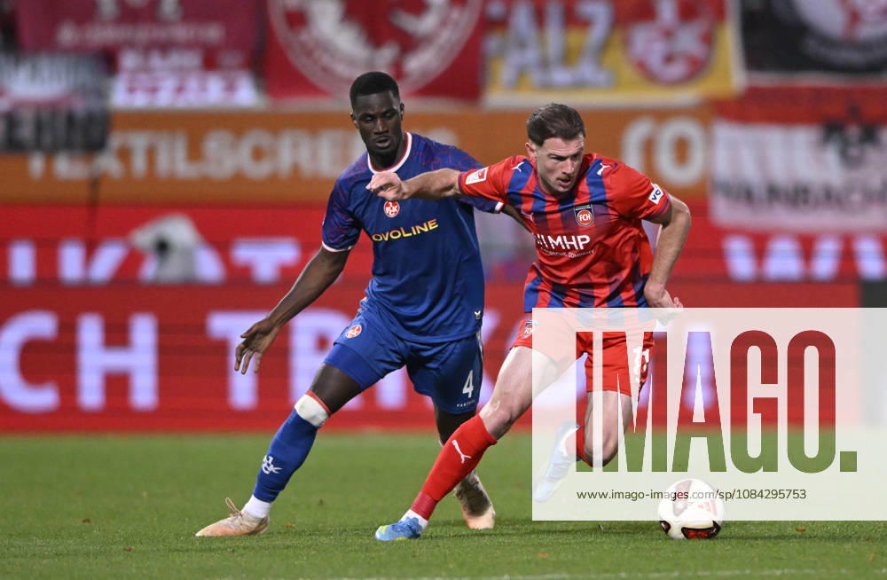 Tackle, Budu Zivzivadze Siwsiwadse of 1 FC Heidenheim 1846 (FCH) 11 vs. Maxwell Gyamfi of 1 FC Kaiserslautern (FCK) 04 1 FC Heidenheim 1846 (FCH) vs. 1 FC Kaiserslautern 09 10 2026 DFL regulations prohibit any use of photographs as image sequences and or quasi-video. 1 FC Heidenheim 1846 FCH vs. 1 FC Kaiserslautern