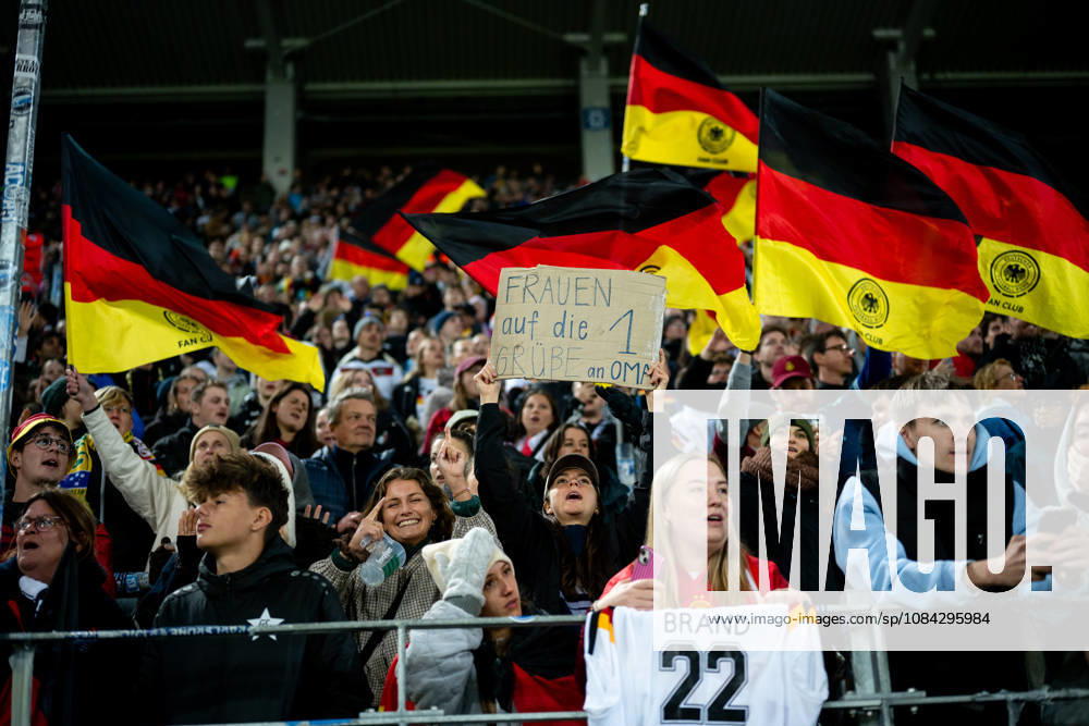 GER, Soccer, Women s, International Match, Karlsruhe, Germany vs. Australia; DFB Women s Team fans with flags; Karlsruhe; BBBank; Wildpark; Baden-Württemberg; Germany