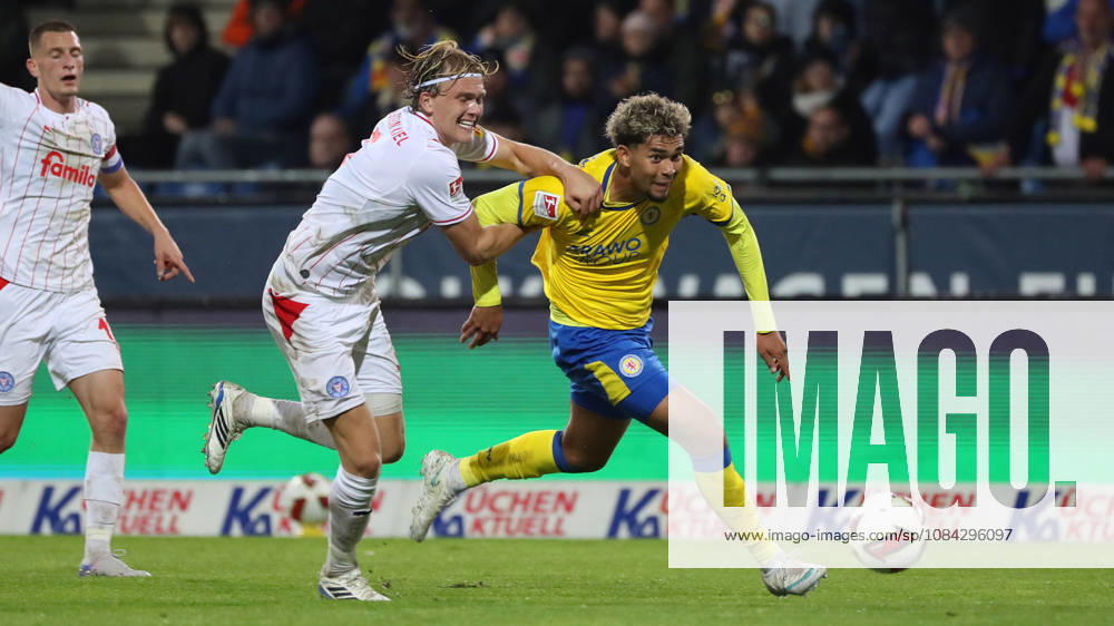 Braunschweig vs. Kiel, 2. Bundesliga Braunschweig, October 9, 2026, Soccer, Men s, 2. Bundesliga, 2026–2027 Season, Eintracht Braunschweig vs. Holstein Kiel, Noah Madsen (Holstein Kiel), Yann Sturm (Eintracht Braunschweig). DFL and DFB regulations prohibit any use of photographs as image sequences and or quasi-video. Stadion an der Hamburger Straße, Lower Saxony, Germany