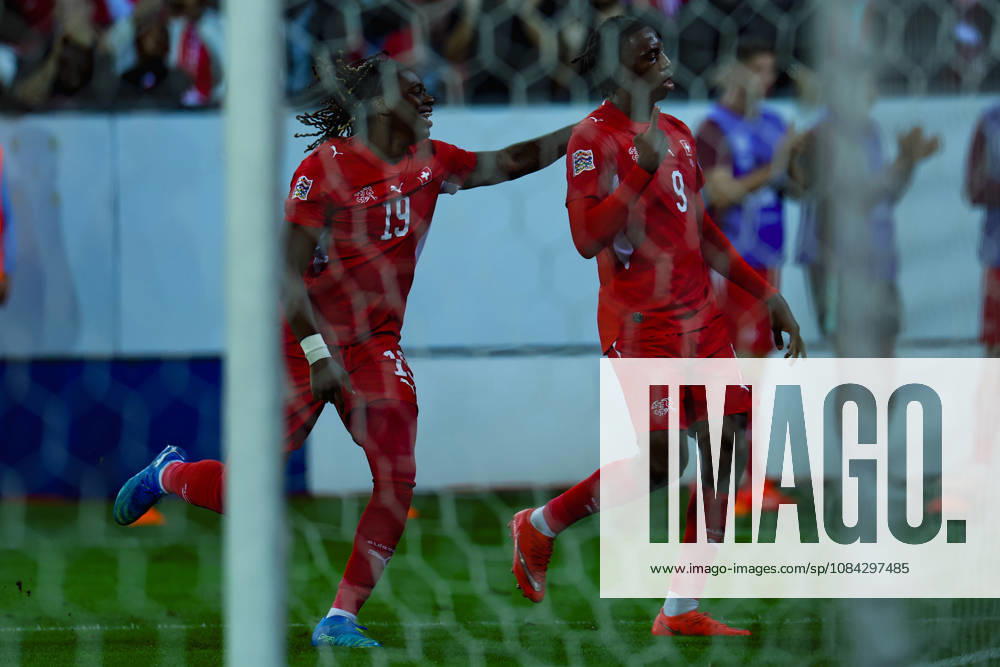 Winsley Boteli Mokango (19, Switzerland, l.) and Johan Manzambi (9, Switzerland) during the UEFA Nations League match between Switzerland and North Macedonia at thermoplan arena on October 6, 2026 in Lucerne, Switzerland.