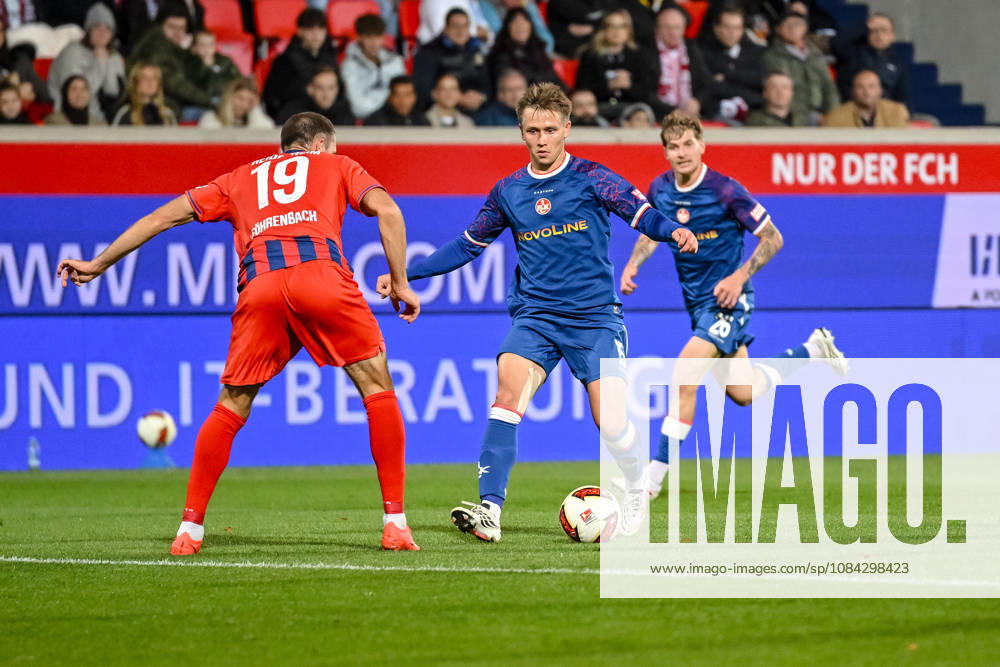 Jonas Foehrenbach of 1 FC Heidenheim 1846 and Naatan Skyttae of 1 FC Kaiserslautern in a tackle during the 2. Bundesliga match between 1 FC Heidenheim and 1 FC Kaiserslautern, at the Voith Arena on October 9, 2026, in Heidenheim an der Brenz, Germany. Photo by Harry Langer, DeFodi Images. Jonas Foehrenbach of 1 FC Heidenheim 1846 and Naatan Skyttae of 1 FC Kaiserslautern battle for the ball during the 2. Bundesliga match between 1 FC Heidenheim and 1 FC Kaiserslautern at Voith Arena on October 9, 2026 in Heidenheim an der Brenz, Germany Photo by Harry Langer DeFodi Images DFB and DFL regulations prohibit any use of photographs as image sequences and or quasi-video Photo by Harry Langer DeFodi Images DFB and DFL regulations prohibit any use of photographs as imSEQUENCES AND OR QUASI-VIDEO