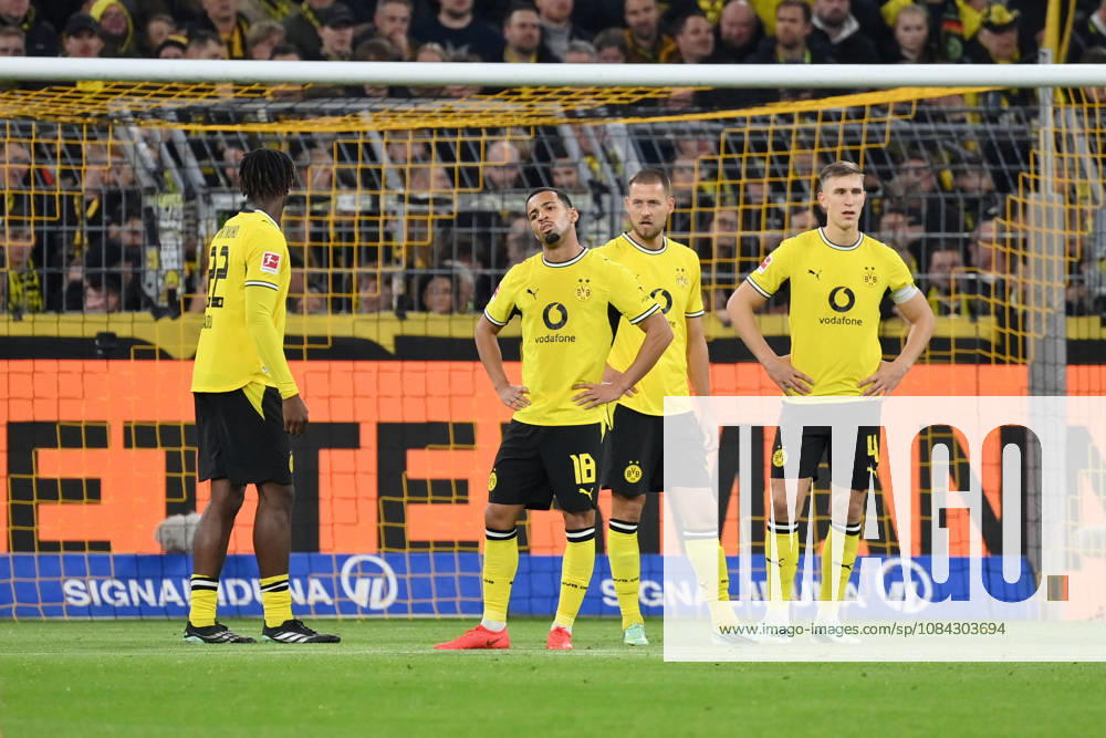 Nico Schlotterbeck, Borussia Dortmund; Waldemar Anton, Borussia Dortmund; Ethan Nwaneri, Borussia Dortmund; Joane Gadou, Borussia Dortmund; September 9, 2026; Soccer, Bundesliga 1; 2026–2027 season; Matchday 5, Borussia Dortmund vs. SV Werder Bremen 2–2. DFL regulations prohibit any use of photographs as image sequences and or quasi-video. Dortmund, Signal Iduna Park, North Rhine-Westphalia, Germany Team2