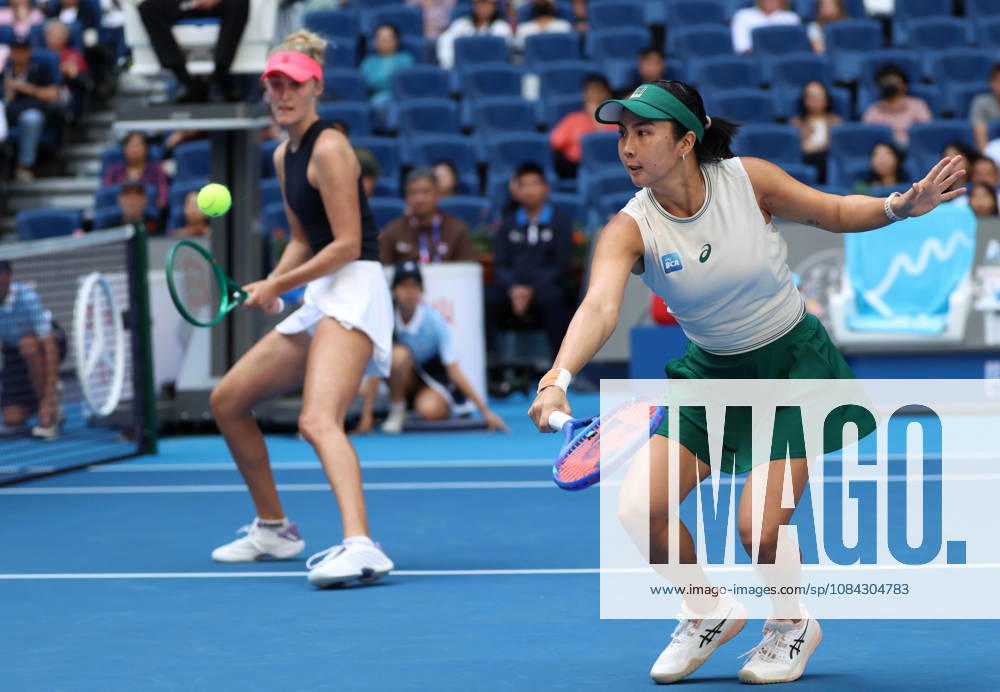 (261010) -- BEIJING, Oct. 10, 2026 -- Erin Routliffe Aldila Sutjiadi (R) compete during the women s doubles semifinal match between Katerina Siniakova (the Czech Republic) Zhang Shuai (China) and Erin Routliffe (New Zealand) Aldila Sutjiadi (Indonesia) at 2026 China Open tennis tournament in Beijing, China, Oct. 10, 2026. ) (SP)CHINA-BEIJING-TENNIS-CHINA OPEN-WOMEN S DOUBLES (CN) ZhangxChenlin