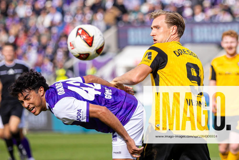 L R Jonathan Gomez, VfL Osnabrück, 42, in a tackle with Vincent Vermeij, SG Dynamo Dresden, 09 GER, VfL Osnabrück vs. SG Dynamo Dresden, Soccer, 2. Bundesliga, Matchday 7, 2026–2027 season, October 10, 2026 DFL regulations prohibit any use of photographers’ images as image sequences and or quasi-video GER, VfL Osnabrück vs. SG Dynamo Dresden, soccer, 2. Bundesliga, Matchday 7, 2026–2027 season, October 10, 2026, Osnabrück