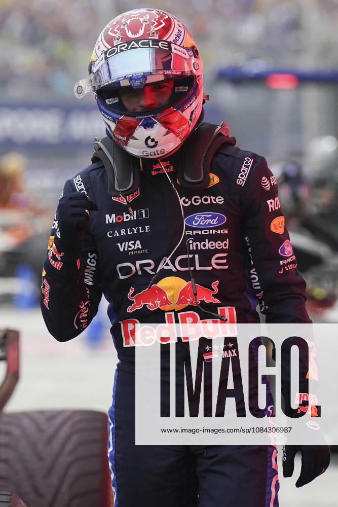 FORMULA 1 SINGAPORE AIRLINES SINGAPORE GRAND PRIX 2026 Max Verstappen (NED) 3 Red Bull Racing in parc ferme after winning the Sprint Race during the Formula 1 Singapore Airlines Singapore Grand Prix 2026, Round 17 of the 2026 Formula 1 World Championship, WM, Weltmeisterschaft from 9th - 11th October 2026 at the Marina Bay Street Circuit, Singapore. Credit: Robbie Hoad Every Second Media Editorial use only. All images are copyright Every Second Media Limited. No images may be reproduced without prior permission.