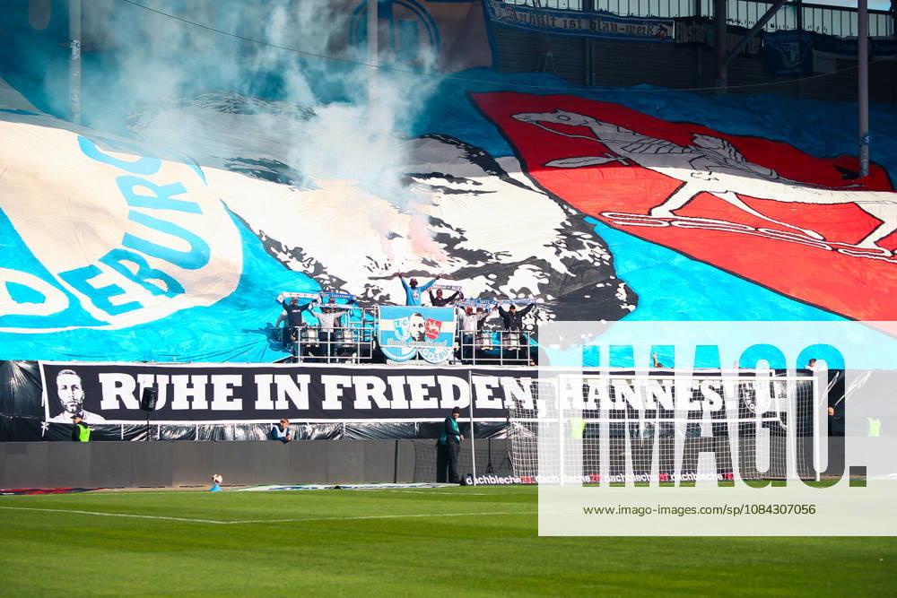 Germany Soccer 2. Bundesliga 2026–2027, Matchday 7: 1. FC Magdeburg vs. Hannover 96, Avnet Arena Magdeburg—spectators, fans, stands, choreography, fan choreography,