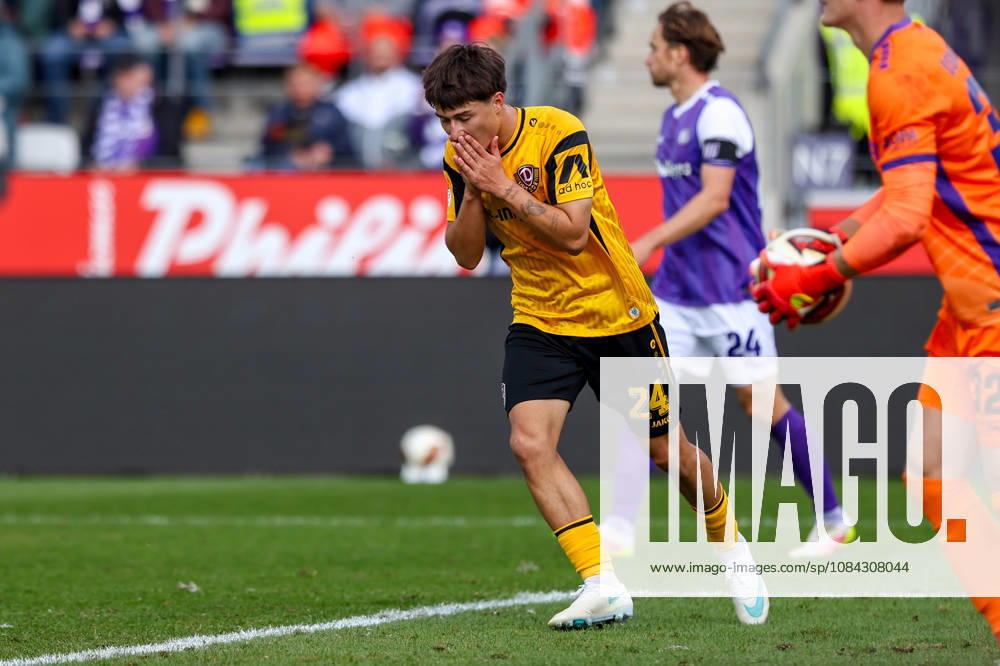 Soccer, 2. Bundesliga, VfL Osnabrück vs. SG Dynamo Dresden, Stadion an der Bremer Brücke, Matchday 7, 2026–2027 season: Patrice Covic of SG Dynamo Dresden looks disappointed after a missed shot. DFB regulations prohibit any use of photographs as image sequences and or quasi-video. Photo: WilkowskixPressefotoKochx, Lower Saxony, Germany