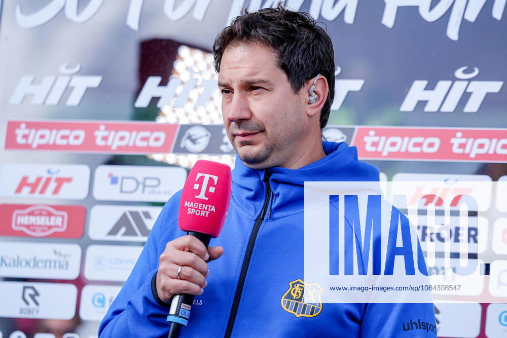 Soccer, SC Fortuna Köln vs. 1 FC Saarbrücken, 3rd Division, South Division, Matchday 8, 2026–2027 Season: Head Coach Argirios Giannikis of 1 FC Saarbrücken in an interview. DFB regulations prohibit any use of photographs as image sequences and or quasi-video. North Rhine-Westphalia, Germany