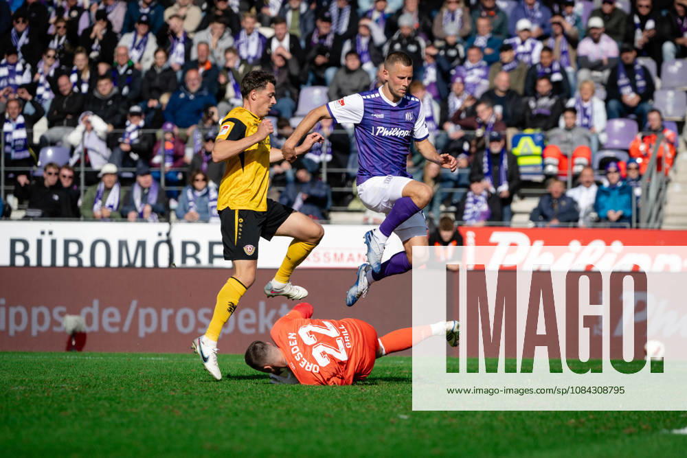 Adrian Beck, 21, Osnabrück; VfL Osnabrück vs. SG Dynamo Dresden; soccer; 2. Bundesliga; Matchday 7; October 10, 2026; DFL regulations prohibit any use of photographs as image sequences and or quasi-video; Osnabrück, Lower Saxony, Germany