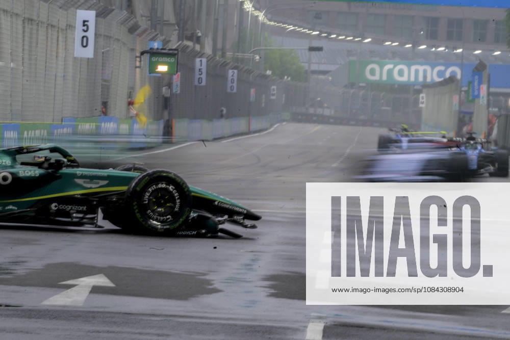 George Russell of Mercedes car on the track after he and Sergio Perez of Cadillac collide during the sprint on Saturday 10th October , Singapore Grand Prix 2026, Marina Bay Street Circuit. Singapore Singapore - ZUMAc251 20261010_znp_c251_011