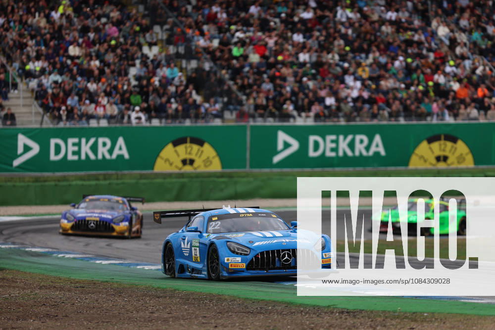 Hockenheim, Germany, October 9–11, 2026; DTM 2026 Season Finale at the Hockenheimring; Saturday, Race 1; Pictured: Lucas Auer (AUT 22) raises his leg ahead of Maro Engel (GER 80) and Ricardo Feller (SUI 90); Hockenheimring, Baden-Württemberg
