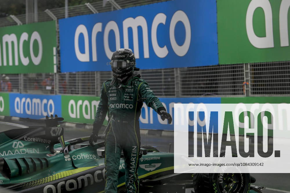 George Russell of Mercedes gets out of his car after colliding with Sergio Perez of Cadillac during the sprint on Saturday 10th October , Singapore Grand Prix 2026, Marina Bay Street Circuit. Formula 1: Singapore Grand Prix 2026 - ZUMAc251 20261010_znp_c251_045