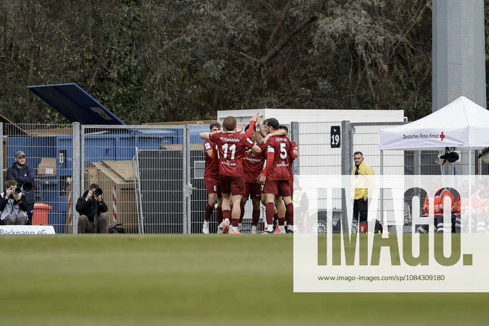 Soccer 3rd Division, SG Sonnenhof Großaspach vs. SV Waldhof Mannheim – Jubilation over the 1-0 goal by Luca Molinari, SG Sonnenhof Großaspach, 21