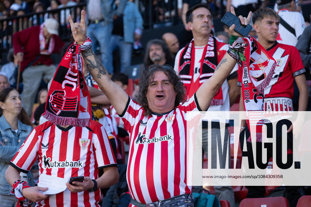 ESP LaLiga EA Sports Rayo Vallecano vs. Athletic Club: An Athletic Club fan during the LaLiga EA Sports match between Rayo Vallecano and Athletic Club, played at Vallecas Stadium in Madrid on October 10, 2026, in Spain. Spanish Soccer