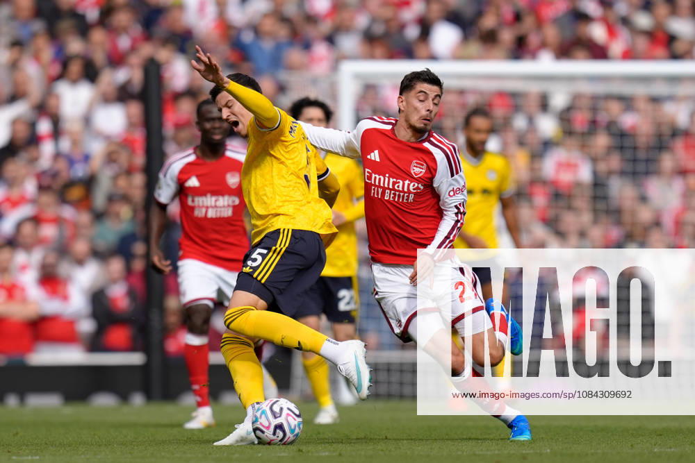 10th October 2026; Emirates Stadium, London, England; Premier League Football, Arsenal versus Leeds United; Kai Havertz of Arsenal is challenged by Tarik Muharemovic of Leeds United TomxMajor