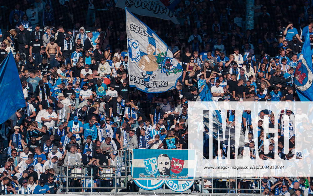 Germany Soccer 2. Bundesliga 2026–2027, Matchday 7: 1. FC Magdeburg vs. Hannover 96, Avnet Arena Magdeburg—spectators, fans, stands, choreography, fan choreography,